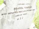 Samuel HAWKES,
father,
died 17 May 1922 aged 97 years;
Bell cemetery, Wambo Shire