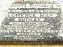 Florence May SORLEY,
wife mother,
died 29 Dec 1944 aged 31 years 9 months;
Stewart Charles SORLEY,
father,
died 6 Oct 1960? aged 52? years;
Bell cemetery, Wambo Shire