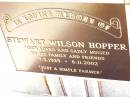 Stewart Wilson HOPPER,
7-3-1925 - 6-11-2002,
farmer;
Bell cemetery, Wambo Shire