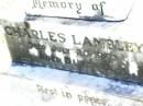 Charles LAMBLEY,
died 20 July 1929 aged 51 years;
Bell cemetery, Wambo Shire