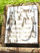 William Joseph ANDERTON,
father,
died 21 Dec 1955 aged 81 years;
Bell cemetery, Wambo Shire