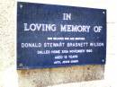 Donald Stewart Brasnett WILSON,
son brother,
died 30 Nov 1960 aged 12 years;
Bell cemetery, Wambo Shire