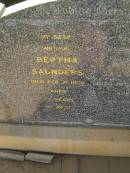 Bertha SAUNDERS,
mother,
died 21 Feb 1970 aged 77 years;
John SAUNDERS,
died 11 Dec 1959 aged 66 years;
Bell cemetery, Wambo Shire