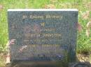 parents;
Mary M. JOHNSTON,
died 11-9-51 aged 66 years;
James JOHNSTON,
died 15-5-65 aged 80 years;
Bell cemetery, Wambo Shire