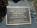 John Alexander PORTMAN,
18-11-1928 - 2-11-2005,
husband father;
Blackbutt-Benarkin cemetery, South Burnett Region