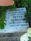 Florence Maud DREGHORN,
mother,
died 6 Aug 1966 aged 61 years;
Peter DREGHORN,
husband father,
died 5 Sept 1953 aged 67 years;
Blackbutt-Benarkin cemetery, South Burnett Region