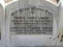 Francis James OBRIEN,
poppy,
died 23-3-1971 aged 60 years;
Katheleen Frances OBRIEN,
gammie,
died 11-11-1977 aged 69 years;
Blackbutt-Benarkin cemetery, South Burnett Region
