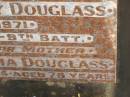 Thomas Bailey DOUGLASS,
1890 - 1971;
Ophir Ismalia DOUGLASS,
died 31 July 1974 aged 78 years,
mother;
Blackbutt-Benarkin cemetery, South Burnett Region