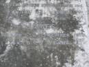 Annie Elizabeth,
wife of James SHIELD of Brookfield,
died 27 Dec 1914 aged 62 years;
James, son,
died 5 Sept 1915 aged 37 years;
Brookfield Cemetery, Brisbane