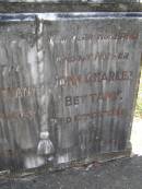 Fanny BETTANY, mother,
died 31 August 1951 aged 69 years;
John Charles BETTANY, father,
died 12 Oct 1957 aged 68 years;
Brookfield Cemetery, Brisbane