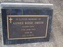 Agnes Rose SMITH,
died 17 June 2000 aged 96 years;
Brookfield Cemetery, Brisbane
