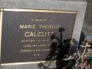 Marie Therese CALCUTT,
22-3-1942 - 21-12-2001;
Brookfield Cemetery, Brisbane