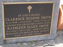 Clarence Eugene SMITH,
12-8-1898 - 12-11-1975 aged 77 years;
Kathleen Ellen SMITH,
6-2-1914 - 28-5-2001 aged 87 years;
missed by Kevin, Beverley, Barry & families;
Brookfield Cemetery, Brisbane