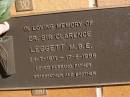 Clarence LEGGETT,
24-7-1911 - 17-8-1998,
husband father grandfather brother;
Brookfield Cemetery, Brisbane