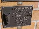 Tharon I. WAIGHT,
wife mother,
died 2 June 2000 aged 73 years;
Brookfield Cemetery, Brisbane