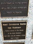 Adell Constance BANKS (nee ROBINSON)
b: 1953
d: 2018
Memorial garden Brookfield Anglican Church of the Good Shepherd