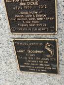 Jean GOODWIN
b: 13 Jul 1935
d: 18 Jan 2016 aged 80
Memorial garden Brookfield Anglican Church of the Good Shepherd