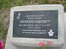 Joan Enid ELLIOTT,
16-6-36 - 12-10-97;
William Daniel Kelly ELLIOTT,
2-9-12 - 12-2-71;
father & daughter together 15-10-97;
Caboonbah Church Cemetery, Esk Shire