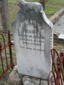 Richard, son of E.W. SODEN,
died 16 Aug 1904 aged 2 years;
Caboonbah Church Cemetery, Esk Shire