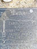 Charles August OST,
born 17 Dec 1908 died 1 Aug 1989;
Caroline Augusta OST,
born 7 Oct 1905 died 9 Sept 1975;
Caffey Cemetery, Gatton Shire