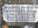 Hannah DALLINGER;
Ada DALLINGER;
David DALLINGER;
Caffey Cemetery, Gatton Shire