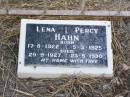 Lena HAHN,
born 17-8-1922 died 29-9-1927;
Percy HAHN,
born 5-3-1925 died 23-5-1930;
Caffey Cemetery, Gatton Shire