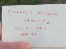 Frederick Wilhelm RADDATZ,
died 25-6-1982 aged 64 years;
Caffey Cemetery, Gatton Shire