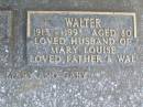 Mary Louise ARNDT,
1915 - 1987,
wife of Walter,
mother of Frederick, Mary & Gary;
Walter ARNDT,
1913 - 1993 aged 80 years,
husband of Mary Louise,
father of Frederick, Mary & Gary;
Caffey Cemetery, Gatton Shire