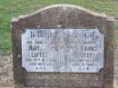parents;
Mary LAFFEY,
died 12 Dec 1950 aged 80 years;
Thomas LAFFEY,
died 28 Oct 1924 aged 71 years;
Caffey Cemetery, Gatton Shire