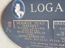 Deidree Joan (Freddy) LOGAN,
31-1-1960 - 11-6-1999 aged 39 years,
wife of Greg,
mother of Troy, Douglas, Peter & Daniel;
Gregory Edward (Greg) LOGAN,
5-2-1957 - 15-4-2001 aged 44 years,
tragically taken,
husband of Deidree,
father of Troy, Douglas, Peter & Daniel;
Caffey Cemetery, Gatton Shire