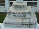 John WATERS,
died 6 Dec 1933 aged 67 years;
Margaret WATERS, mother,
died 14 Nov 1955 aged 79 years;
Thomas D. WATERS,
died 10 Oct 1980 aged 68 years;
Marie WATERS,
died 23 Oct 1990 aged 79 years;
Sacred Heart Catholic Church, Christmas Creek, Beaudesert Shire