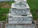 Mary Agnes WALSH, wife mother,
died 7 June 1947 aged 54 years;
John WALSH,
died 19 July 1965 aged 80 years;
Sacred Heart Catholic Church, Christmas Creek, Beaudesert Shire