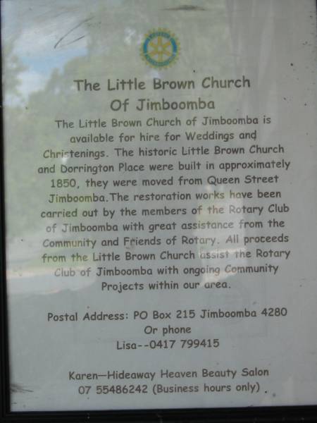 Little Brown Church (formerly Uniting), Jimboomba, Beaudesert Shire  | 