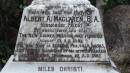 Albert A MacLAREN B.A.
b: 14 Feb 1883 England
d: 27 Dec 1891 between Samarai and Cooktown
missionary priest, founder of New Guinea mission 10-Aug 1891
worked in Gravesend (England), Maitland (NSW), Mackay (Qld), New Guinea
Involved in rescue of the wrecked R.M.S. Quetta in Torres Strait 28-Feb-1890
Cooktown Cemetery