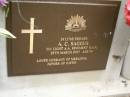 A C SAGGUS
d: 25 Mar 2--7, aged 66
husband of Merlinda
father of Justin
2411705 Private, 111 light A.A. Regiment R.A.A.
Diddillibah Cemetery, Maroochy Shire
