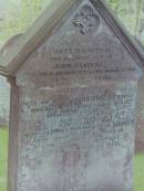Janet MacINTOSH
d: 2 Feb 1879 aged 27 at Tundergarth house
wife of John SANDERS
John SANDERS
d: 24 Sep 1896 aged 55, at Old Free Church manse, Lockerbie
draper
George Donald Cowan SANDERS
d: 27 May 1899 aged 24 at 24 Livingstone Place, Lockerbie
second son of above
Cemetery of Dryfesdale Parish Church, Lockerbie, Dumfriesshire, Scotland