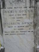 Maria SPANN
5 May 1890, aged 42
Wilhelm SPANN
17 Mar 1921, aged 74
Eagleby Cemetery, Gold Coast City