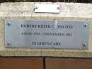 Robert Keith HAMILTON,
4 June 1923 - 3 Nov 2002;
St Lukes Anglican Church, Ekibin, Brisbane