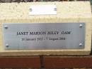 Janet Marion HILEY,
31 Jan 1913 - 7 August 2004;
St Lukes Anglican Church, Ekibin, Brisbane