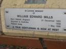 William Edward MILLS,
born Walsall England 21 Dec 1903,
migrated Australia 1909,
died 1 May 1995;
St Lukes Anglican Church, Ekibin, Brisbane
