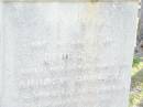 Bridget, wife of Andrew HAWLEY,
born Kilkie Co. Claire Ireland,
died 26 Jan 1918 aged 76 years;
Forest Hill Cemetery, Laidley Shire