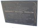 Margaret Rachael PASSLOW,
born 10 Aug 1931, died 21 Dec 1998,
daughter of Stanley & Mary PASSLOW,
sister of John, Marie, Kathleen, Allen,
Robert & Winifred;
Gheerulla cemetery, Maroochy Shire