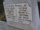 Gilbert B. SUTTON, husband father,
died 23-3-1950 aged 61 years;
Mary L. SUTTON, mother,
died 29-7-51 aged 61 years;
Gheerulla cemetery, Maroochy Shire