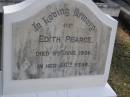 Edith PEARCE,
died 9 June 1936 in 46th year;
Gheerulla cemetery, Maroochy Shire