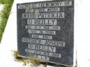 Marie Patricia OREILLY, mother,
died 15 Aug 1981 aged 76 years;
Patrick Joseph OREILLY, baby,
die 23 Mar 1982;
Gleneagle Catholic cemetery, Beaudesert Shire