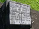 parents;
Maurice BUCKLEY,
died 7-5-75 aged 75 years;
Olive May BUCKLEY,
died 9-12-70 aged 71 years;
Gleneagle Catholic cemetery, Beaudesert Shire