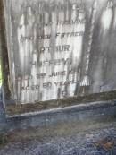 Arthur HUFFEY, husband father,
died 3 June 1953 aged 60 years;
Gleneagle Catholic cemetery, Beaudesert Shire