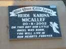 
Heidi Karina MICALLEF,
20-8-2002;
Grandchester Cemetery, Ipswich
