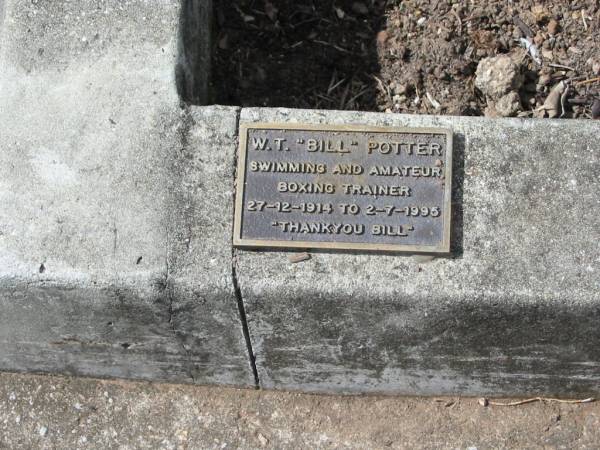 W T 'Bill' POTTER  | 27-12-1914 to 2-7-1995  |   | St Matthew's (Anglican) Grovely, Brisbane  | 
