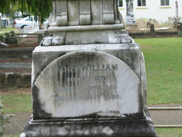 John McDOWALL  | 23 Feb 1873  | aged 63  |   | son  | John FOSTER  | 17 Feb 1868  | aged 10  |   | Dora Jane McDOWALL  | 18 Aug 1894  | aged 38  |   | Mary Ann McDOWALL  | 21 Aug 1894  | aged 44  |   | Elizabeth Ann McDOWALL  | 11 Aug 1890  |   | second son  | James William  | B: 5 Nov 1849  | D: 15 Jul 1890  |   | Ambrose McDOWALL  | B: 20 Mar 1853  | D: 16 Dec 1911  |   | St Matthew's (Anglican) Grovely, Brisbane  | 